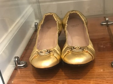 Versace Ballerina Flat Gold Elastic Shoes