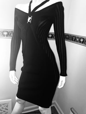 Versace Collection Black Full Sleeve Short Bodycon Dress