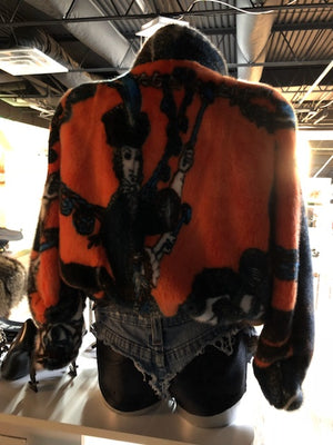 Orange Modern Art Fur Jacket by VRC