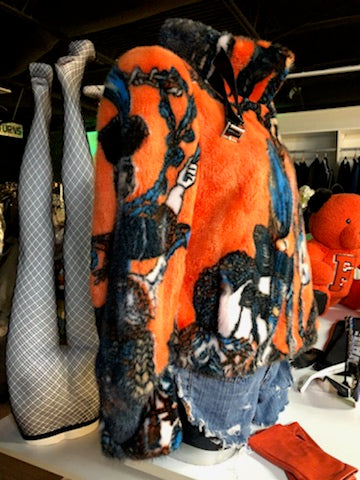 Orange Modern Art Fur Jacket by VRC