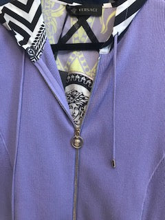 Versace Lilac and Lime Zip Up Hoodie Sweater