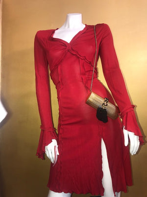 Versace Vintage Deep Red Full Sleeve Dress