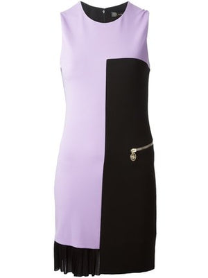Versace Vintage Lilac and Black Color Block Dress