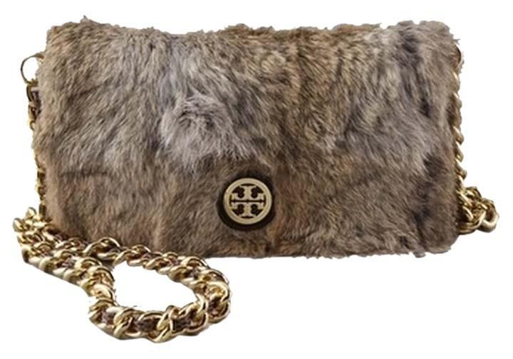 Tory Burch Neutral Rabbit Fur Cross Body Bag