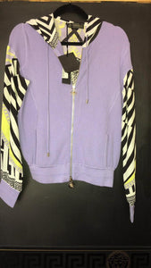 Versace Lilac and Lime Zip Up Hoodie Sweater